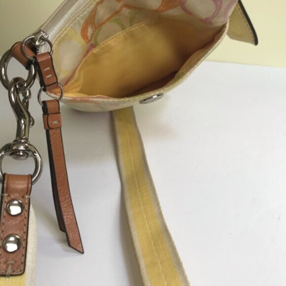 COACH Mini Signature SCRIBBLE CC Crossbody Bag Shoulder Lather Fabric Hobo Zip - Picture 4 of 13